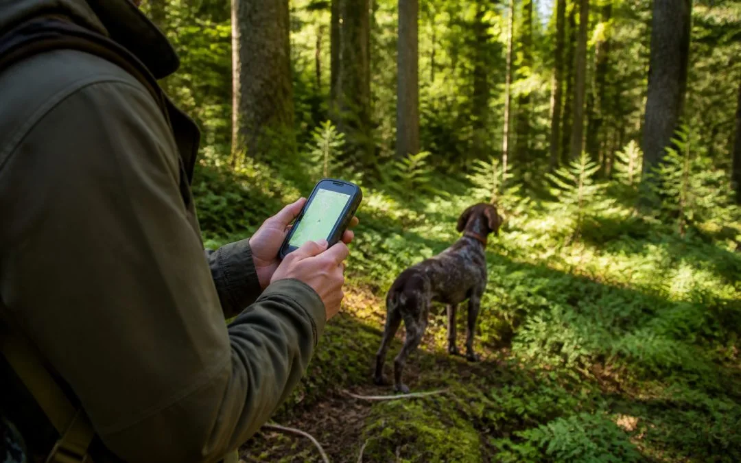Exploration en foret avec gps et chien