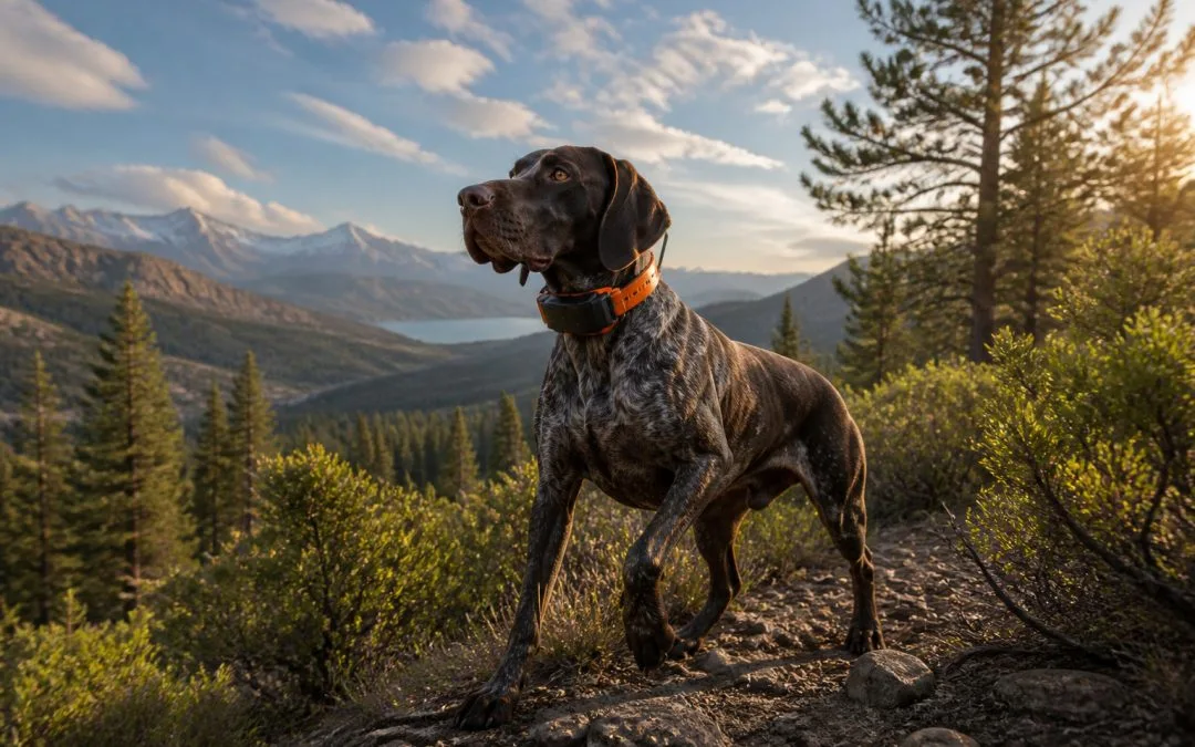Chien explorateur avec collier gps