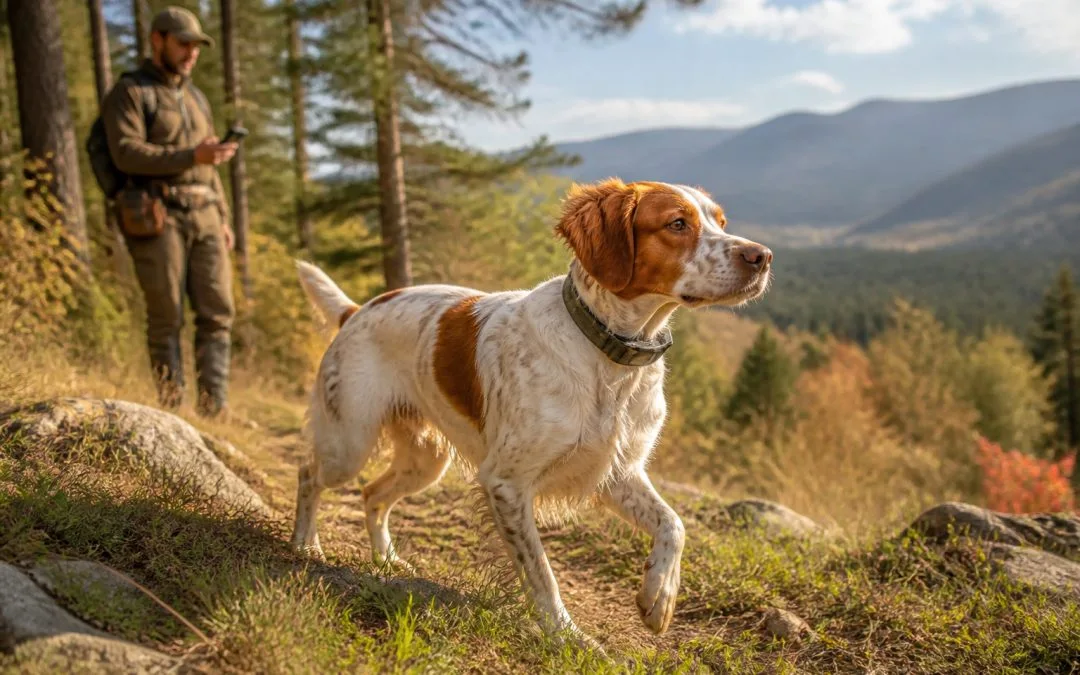 Chien de chasse et son maitre en pleine nature