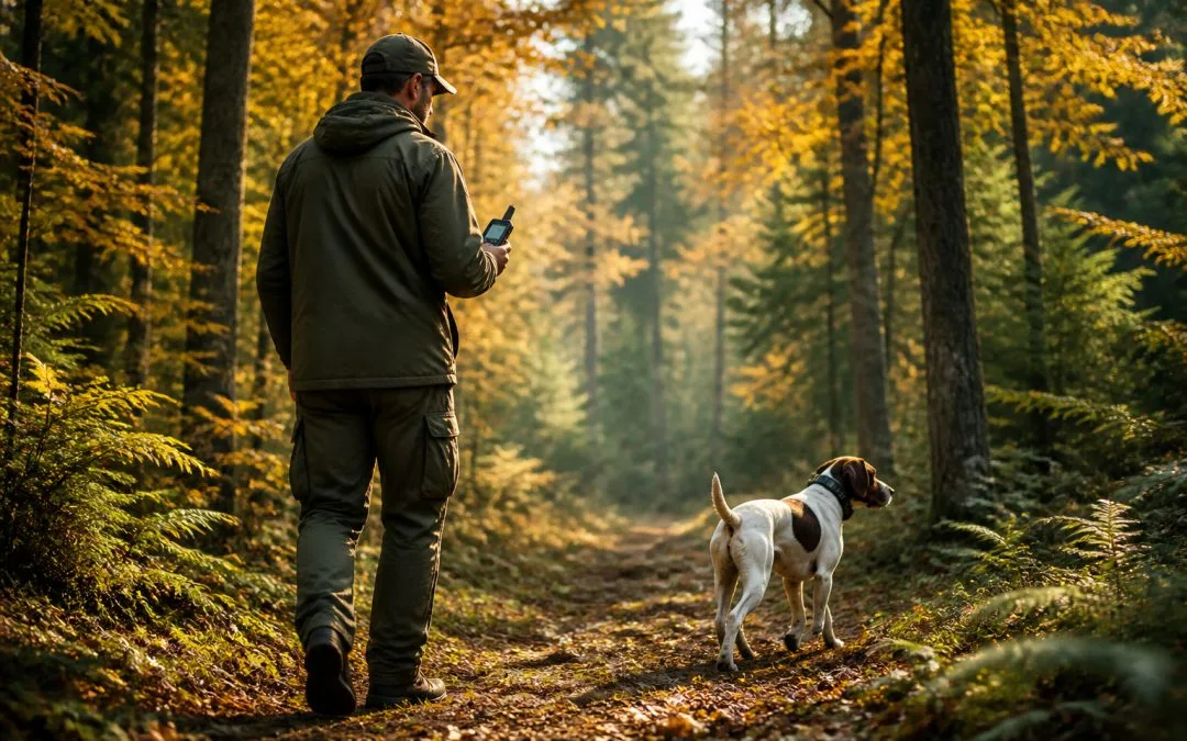 Exploration forestiere avec chien et gps