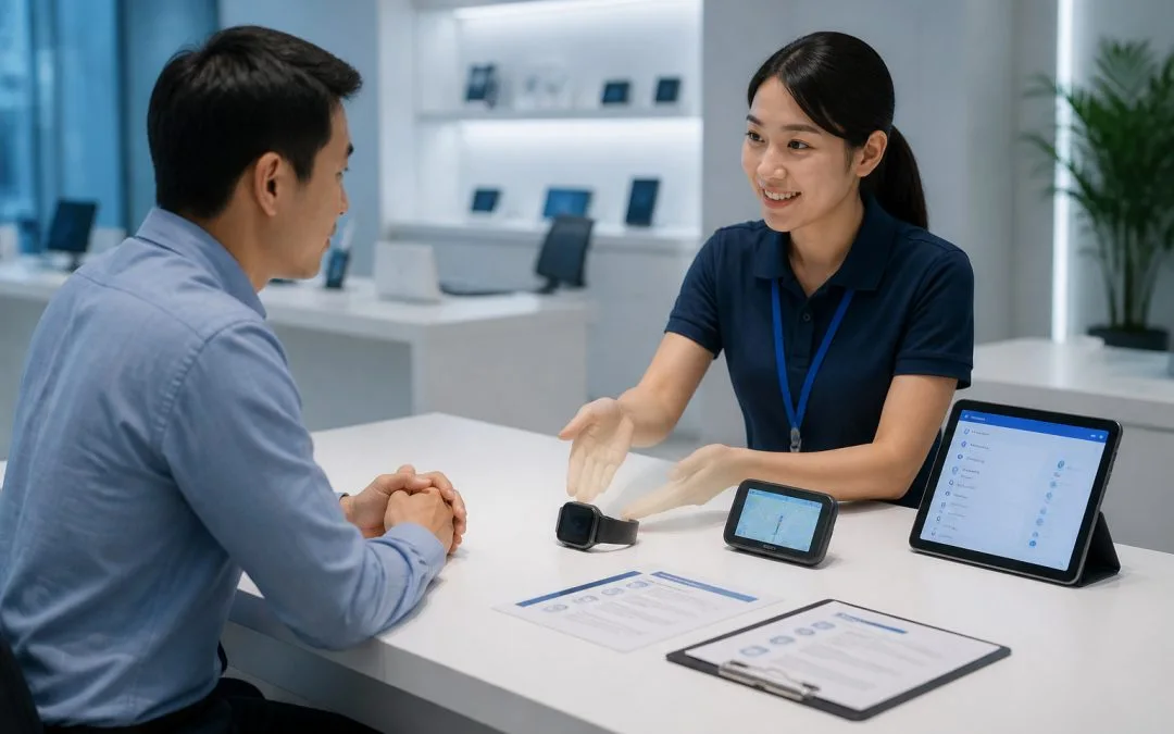 Support client pour appareils electroniques