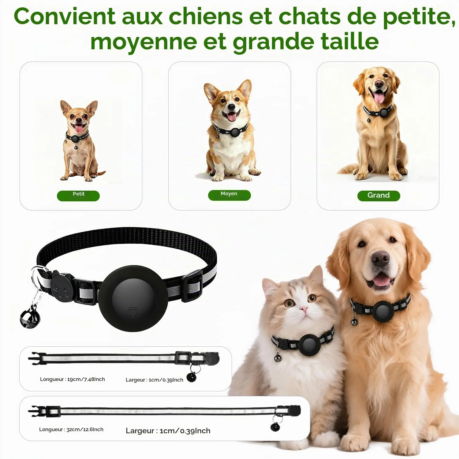 Schéma des sangles 19 cm et 32 cm, largeur 1 cm