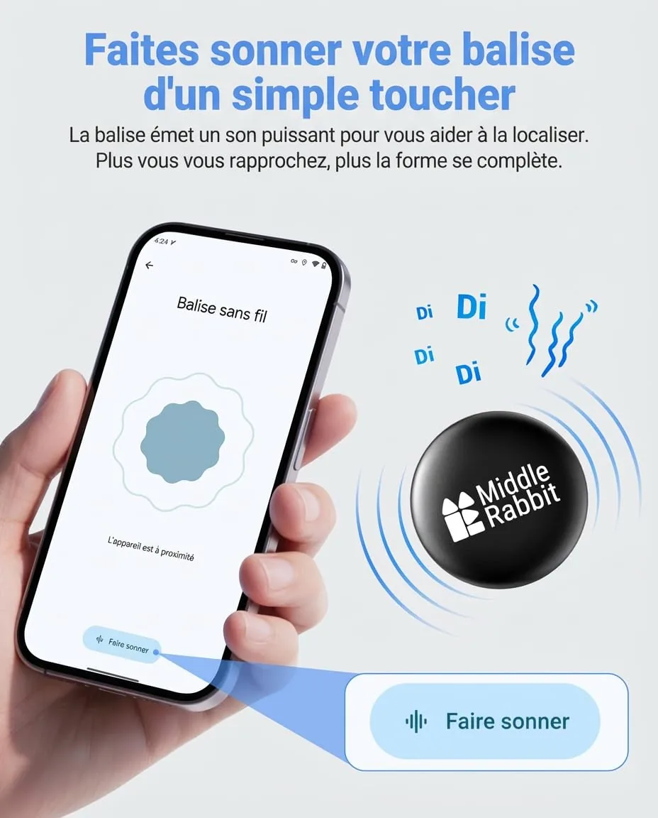 Écran Android pour faire sonner la balise sans fil