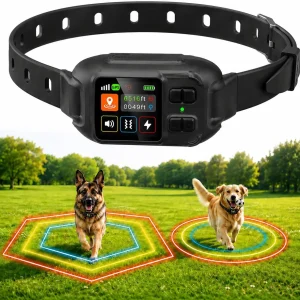 Collier GPS anti-fugue Sicilaien noir avec écran et zones virtuelles pour chien