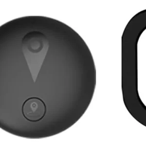 Traceur rond noir avec anneau porte-clés et support silicone