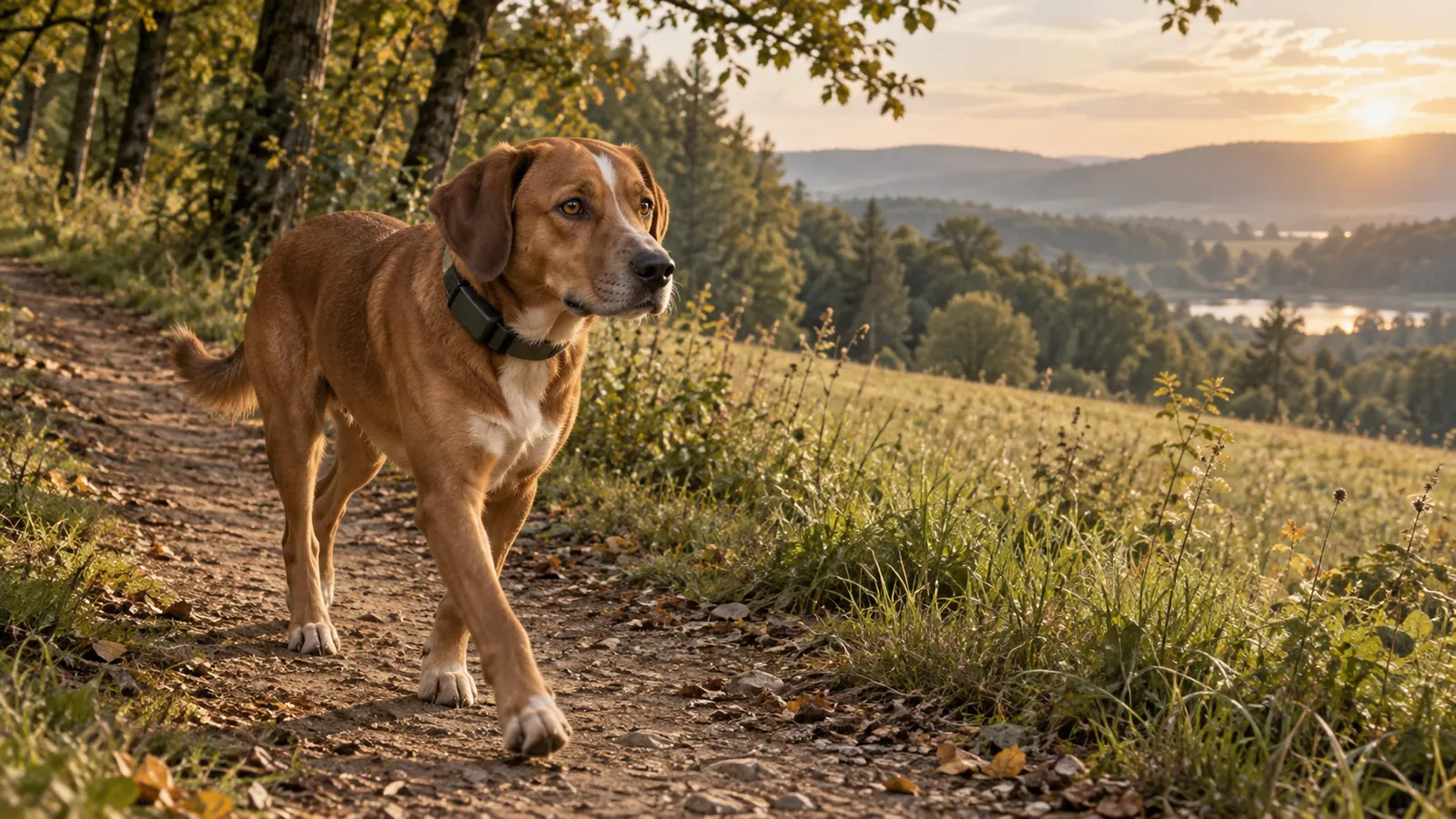 Illustration d’un collier GPS pour chien, pas une photo d’un boîtier Garmin.